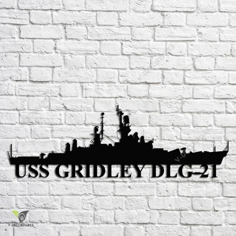 Gridley Sign Uss Gridley Dlg-21 Navy Ship Metal Art, Navy Ships Silhouette Metal ...