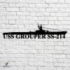 Uss Grouper Ss-214 Navy Ship Metal Art, Navy Ships Silhouette Metal Gift For Navy Veteran, Custom Us Navy Ship Metal Sign