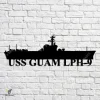 Uss Guam Lph-9 Navy Ship Metal Art, Navy Ships Silhouette Metal Gift For Navy Veteran, Custom Us Navy Ship Metal Sign