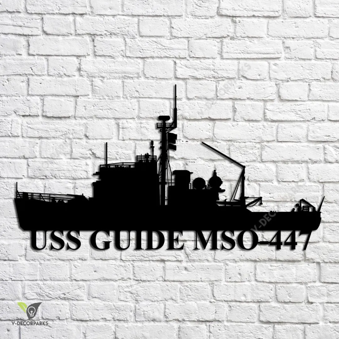 USS-Guide-MSO-447_metalmu.webp Uss Guide Mso-447 Navy Ship Metal Art, Navy Ships Silhouette Metal Gift For Navy Veteran, Custom Us Navy Ship Metal Sign