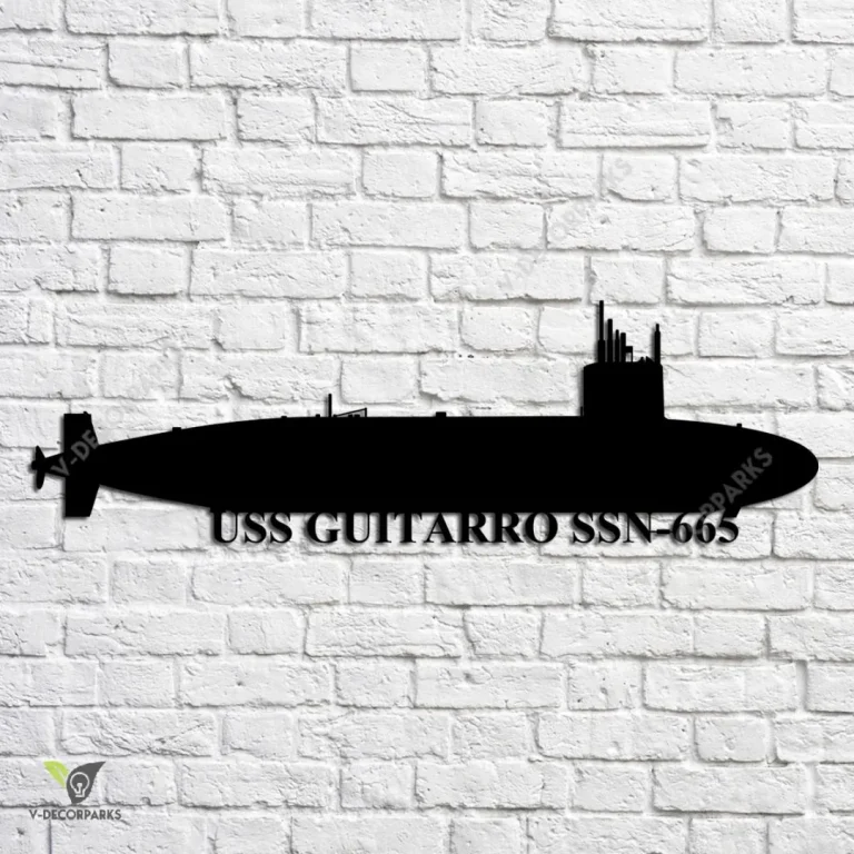 Uss Guitarro Ssn-665 Navy Ship Metal Art, Navy Ships Silhouette Metal Gift For Navy Veteran, Custom Us Navy Ship Metal Sign