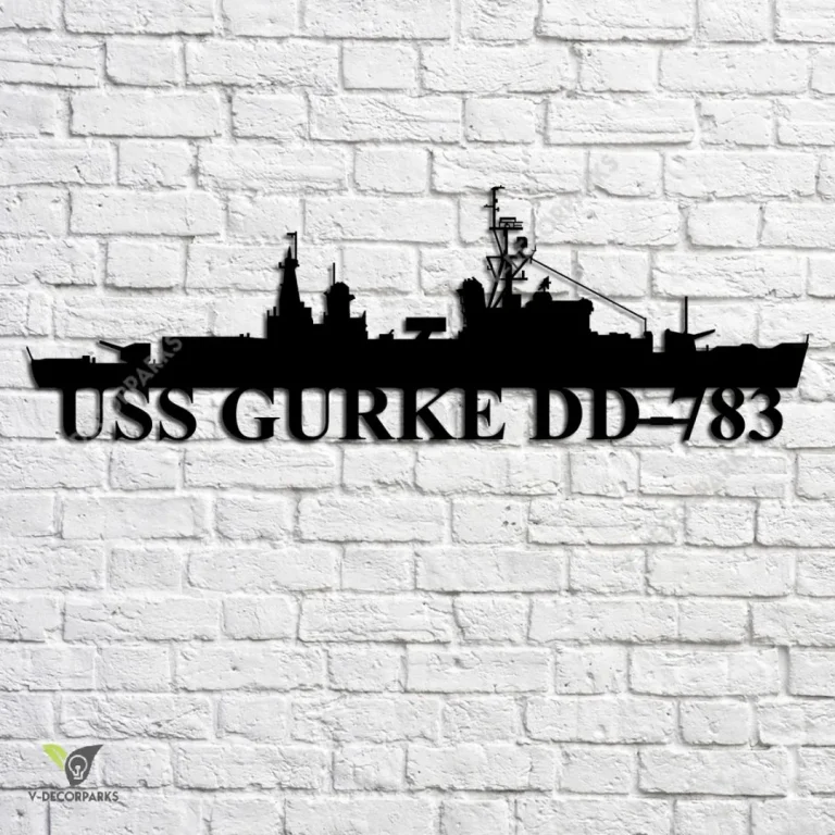 Uss Gurke Dd-783 Navy Ship Metal Art, Navy Ships Silhouette Metal Gift For Navy Veteran, Custom Us Navy Ship Metal Sign