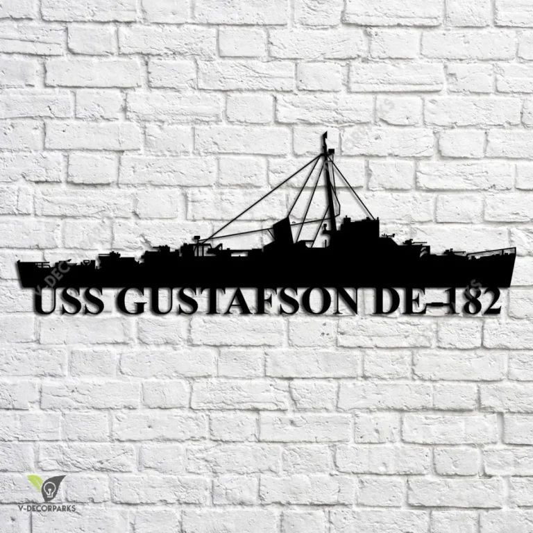 Uss Gustafson De-182 Navy Ship Metal Art, Navy Ships Silhouette Metal Gift For Navy Veteran, Custom Us Navy Ship Metal Sign