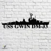 Uss Gwin Dm-33 Navy Ship Metal Art, Navy Ships Silhouette Metal Gift For Navy Veteran, Custom Us Navy Ship Metal Sign