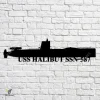 Uss Halibut Ssn-587 Navy Ship Metal Art, Navy Ships Silhouette Metal Gift For Navy Veteran, Custom Us Navy Ship Metal Sign