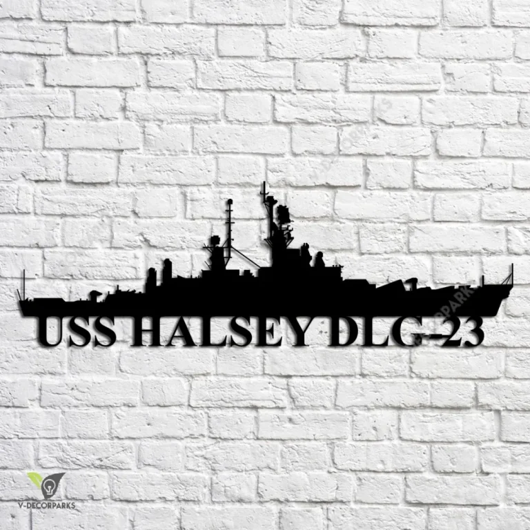 Uss Halsey Dlg-23 Navy Ship Metal Art, Navy Ships Silhouette Metal Gift For Navy Veteran, Custom Us Navy Ship Metal Sign