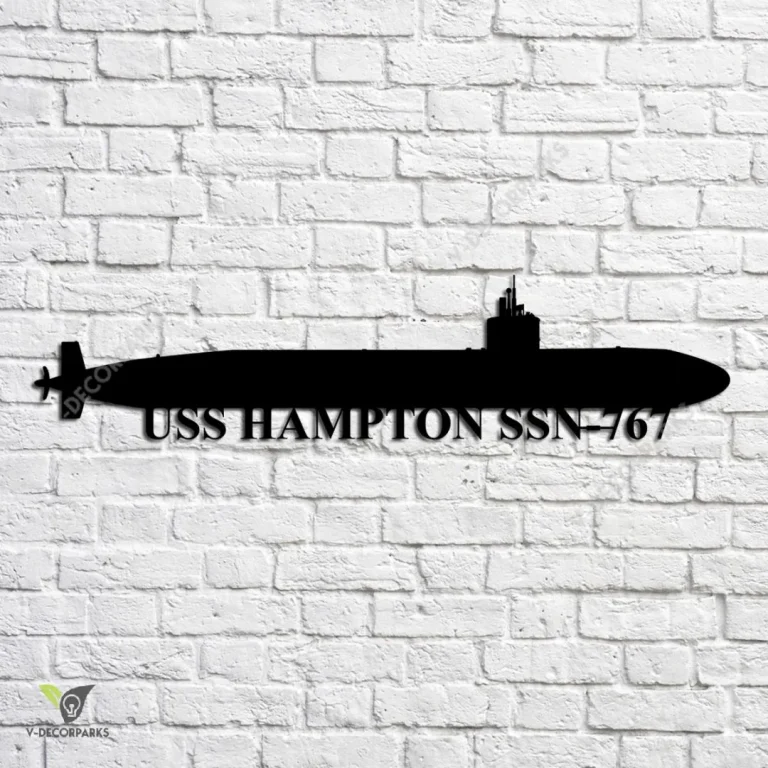 Uss Hampton Ssn 767 V2 Navy Ship Metal Art, Navy Ships Silhouette Metal Gift For Navy Veteran, Custom Us Navy Ship Metal Sign