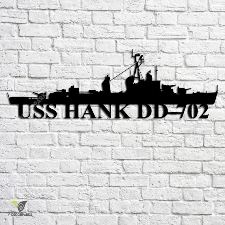 Uss Hank Dd-702 Navy Ship Metal Art, Navy Ships Silhouette Metal Gift For Navy Veteran, Custom Us Navy Ship Metal Sign