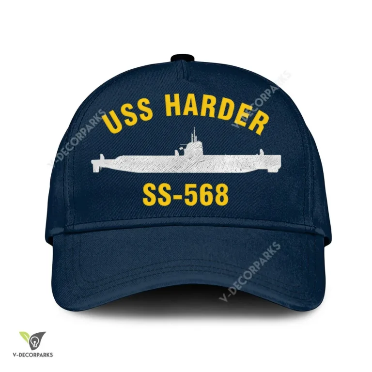 Uss Harder Ss-568 Classic Baseball Cap Gift For Navy Veteran, Custom Print/embroidered Us Navy Ships Classic Cap