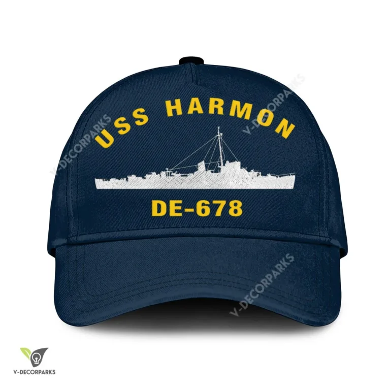 Uss Harmon De-678 Classic Baseball Cap Gift For Navy Veteran, Custom Print/embroidered Us Navy Ships Classic Cap