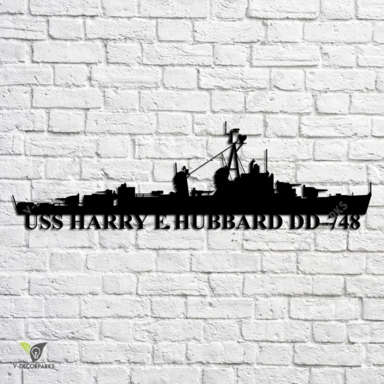 Uss Harry E. Hubbard Dd-748 Navy Ship Metal Art, Navy Ships Silhouette Metal Gift For Navy Veteran, Custom Us Navy Ship Metal Sign