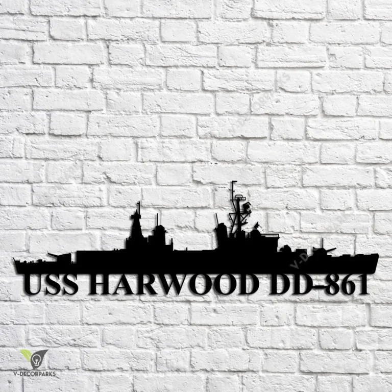 Uss Harwood Dd-861 Navy Ship Metal Art, Navy Ships Silhouette Metal Gift For Navy Veteran, Custom Us Navy Ship Metal Sign