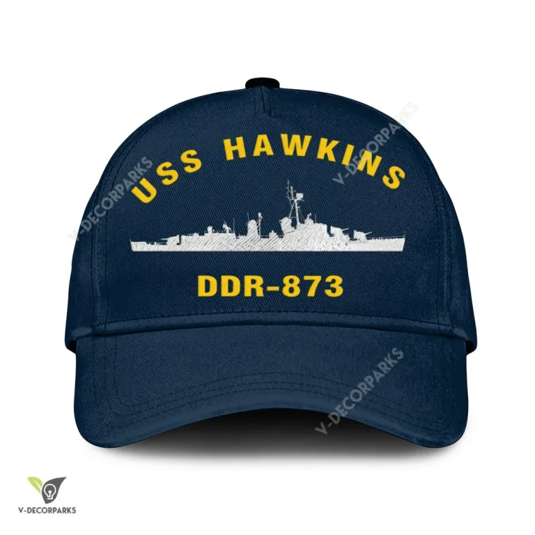 Uss Hawkins Ddr-873 Classic Baseball Cap Gift For Navy Veteran, Custom Print/embroidered Us Navy Ships Classic Cap