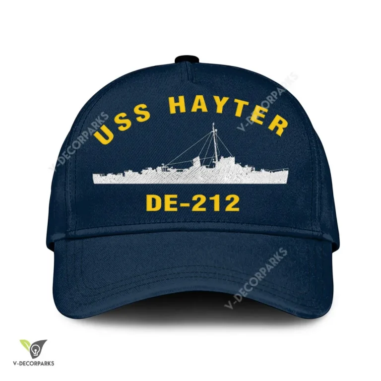 Uss Hayter De-212 Classic Baseball Cap Gift For Navy Veteran, Custom Print/embroidered Us Navy Ships Classic Cap