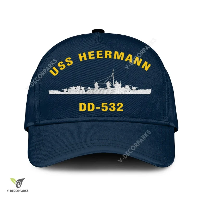 Uss Heermann Dd-532 Classic Baseball Cap Gift For Navy Veteran, Custom Print/embroidered Us Navy Ships Classic Cap