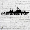 Uss Henderson Dd-785 Navy Ship Metal Art, Navy Ships Silhouette Metal Gift For Navy Veteran, Custom Us Navy Ship Metal Sign