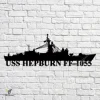 Uss Hepburn Ff-1055 Navy Ship Metal Art, Navy Ships Silhouette Metal Gift For Navy Veteran, Custom Us Navy Ship Metal Sign