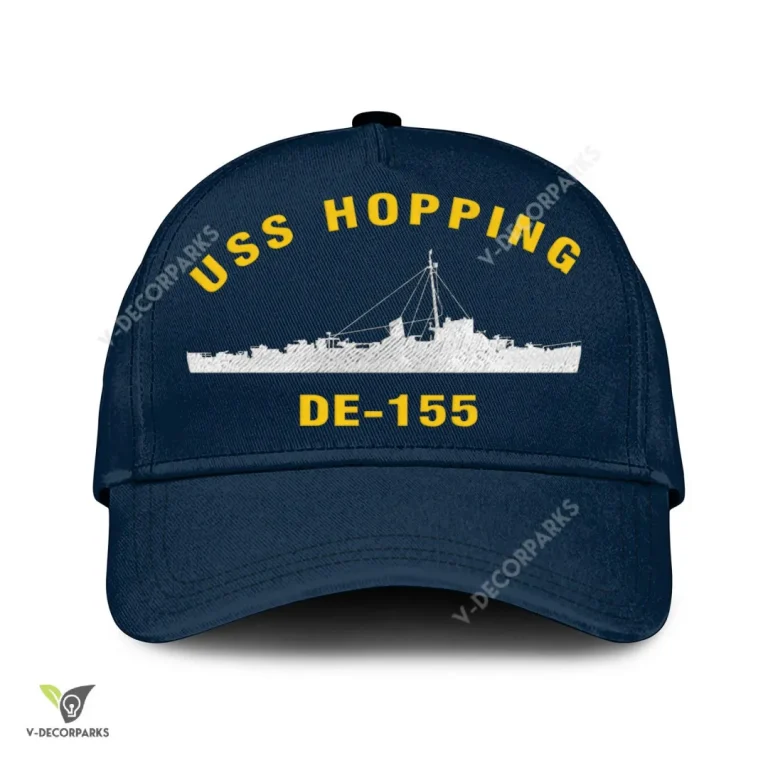 Uss Hopping De-155 Classic Baseball Cap Gift For Navy Veteran, Custom Print/embroidered Us Navy Ships Classic Cap
