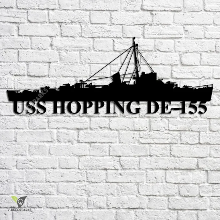 Uss Hopping De-155 Navy Ship Metal Art, Navy Ships Silhouette Metal Gift For Navy Veteran, Custom Us Navy Ship Metal Sign