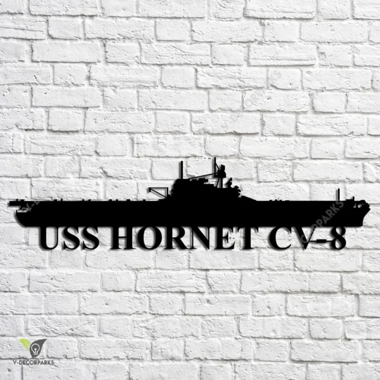 Uss Hornet Cv-8 Navy Ship Metal Art, Navy Ships Silhouette Metal Gift For Navy Veteran, Custom Us Navy Ship Metal Sign