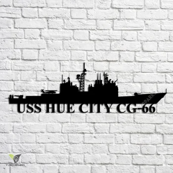 Uss Hue City Cg-66 Navy Ship Metal Art, Navy Ships Silhouette Metal Gift For Navy Veteran, Custom Us Navy Ship Metal Sign