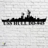 Uss Hull Dd-945 Navy Ship Metal Art, Navy Ships Silhouette Metal Gift For Navy Veteran, Custom Us Navy Ship Metal Sign