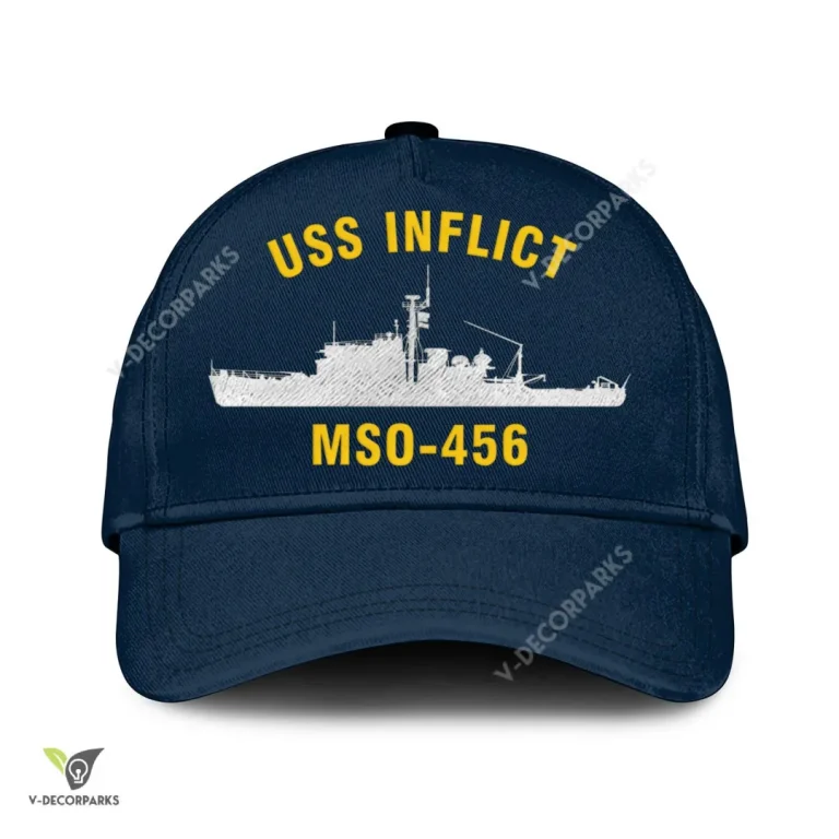 Uss Inflict Mso-456 Classic Baseball Cap Gift For Navy Veteran, Custom Print/embroidered Us Navy Ships Classic Cap