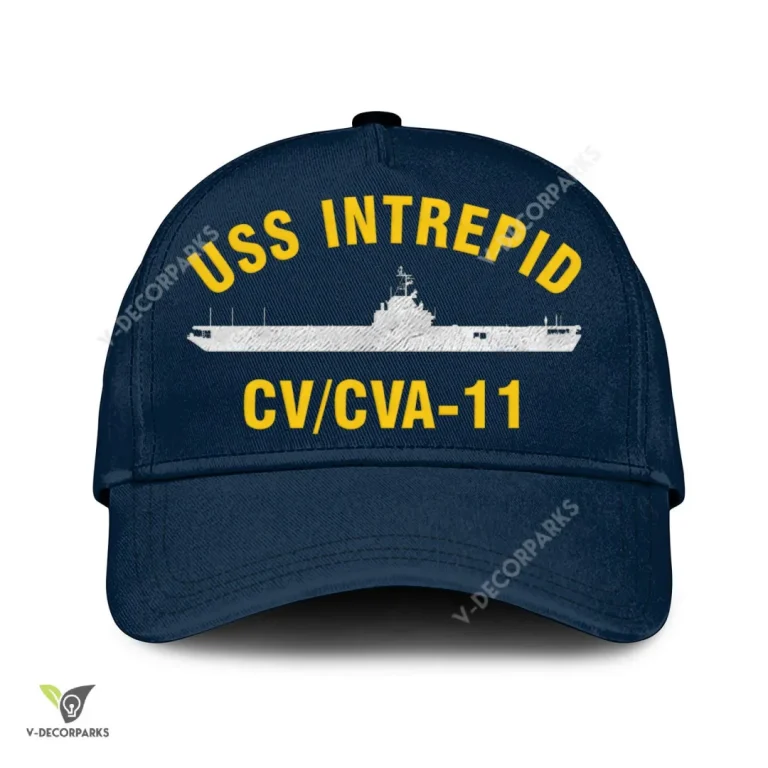 Uss Intrepid Cvcva-11 Classic Baseball Cap Gift For Navy Veteran, Custom Print/embroidered Us Navy Ships Classic Cap