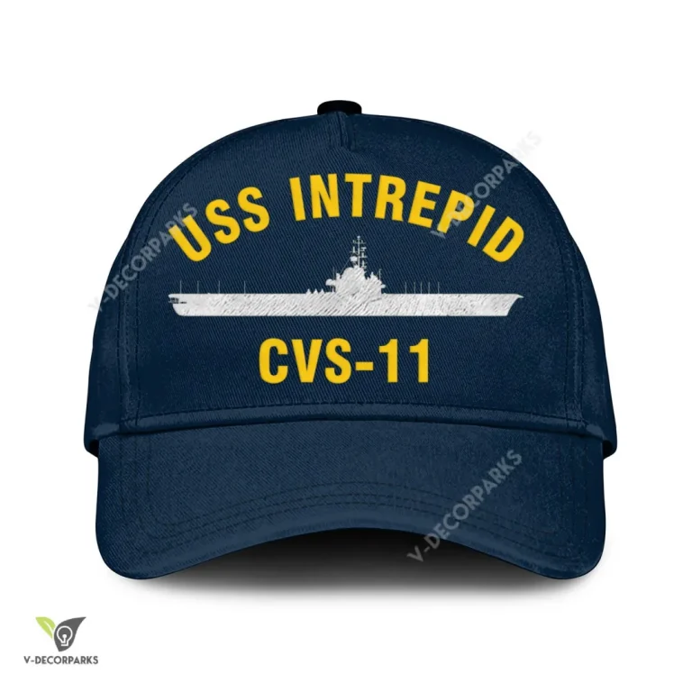 Uss Intrepid Cvs-11 Classic Baseball Cap Gift For Navy Veteran, Custom Print/embroidered Us Navy Ships Classic Cap