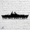 Uss Iwo Jima Lhd-7 Navy Ship Metal Art, Navy Ships Silhouette Metal Gift For Navy Veteran, Custom Us Navy Ship Metal Sign