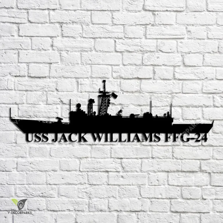 Uss Jack Williams Ffg-24 Navy Ship Metal Art, Navy Ships Silhouette Metal Gift For Navy Veteran, Custom Us Navy Ship Metal Sign