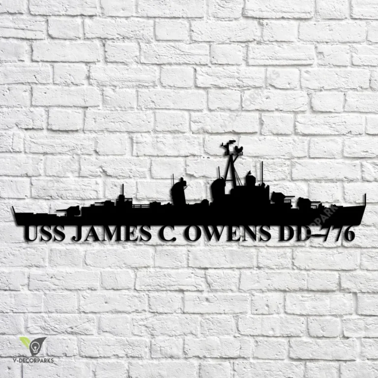 Uss James C. Owens Dd-776 Navy Ship Metal Art, Navy Ships Silhouette Metal Gift For Navy Veteran, Custom Us Navy Ship Metal Sign