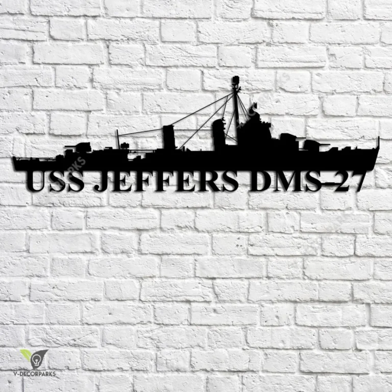 Uss Jeffers Dms-27 Navy Ship Metal Art, Navy Ships Silhouette Metal Gift For Navy Veteran, Custom Us Navy Ship Metal Sign