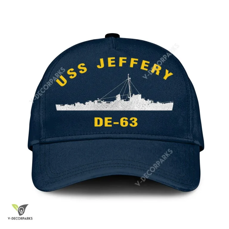 Uss Jeffery De-63 Classic Baseball Cap Gift For Navy Veteran, Custom Print/embroidered Us Navy Ships Classic Cap