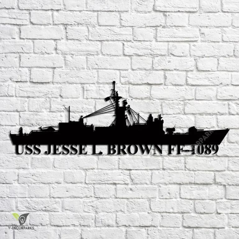 Uss Jesse L. Brown Ff-1089 Navy Ship Metal Art, Navy Ships Silhouette Metal Gift For Navy Veteran, Custom Us Navy Ship Metal Sign