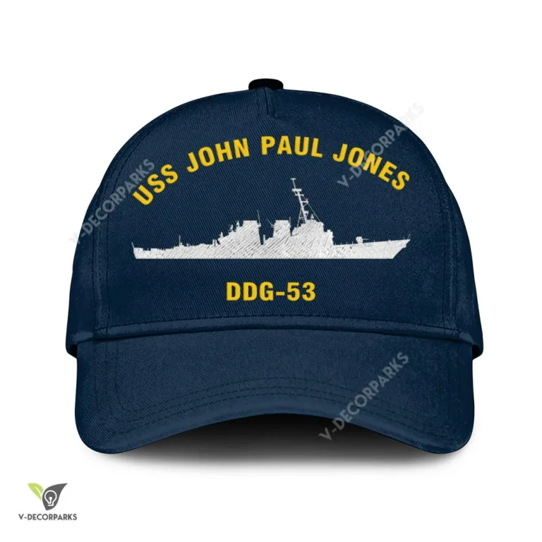 Uss John Paul Jones Ddg-53 Classic Baseball Cap Gift For Navy Veteran, Custom Print/embroidered Us Navy Ships Classic Cap