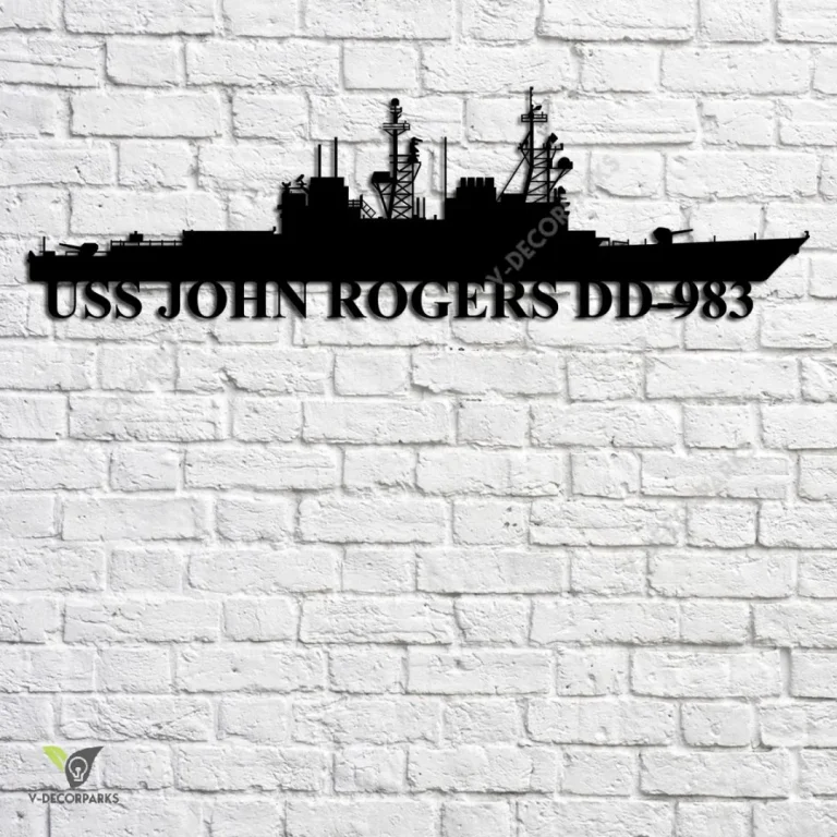 Uss John Rogers Dd-983 Navy Ship Metal Art, Navy Ships Silhouette Metal Gift For Navy Veteran, Custom Us Navy Ship Metal Sign