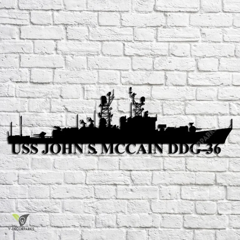 Uss John S. Mccain Ddg-36 Navy Ship Metal Art, Navy Ships Silhouette Metal Gift For Navy Veteran, Custom Us Navy Ship Metal Sign