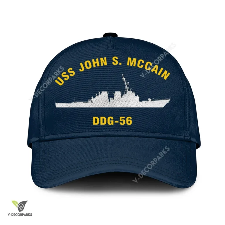 Uss John S. Mccain Ddg-56 Classic Baseball Cap Gift For Navy Veteran, Custom Print/embroidered Us Navy Ships Classic Cap