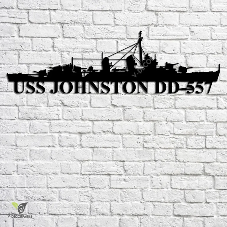 Uss Johnston Dd-557 Navy Ship Metal Art, Navy Ships Silhouette Metal Gift For Navy Veteran, Custom Us Navy Ship Metal Sign