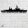 Uss Johnston Dd-821 Navy Ship Metal Art, Navy Ships Silhouette Metal Gift For Navy Veteran, Custom Us Navy Ship Metal Sign
