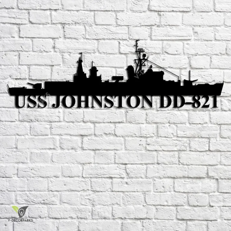 Uss Johnston Dd-821 Navy Ship Metal Art, Navy Ships Silhouette Metal Gift For Navy Veteran, Custom Us Navy Ship Metal Sign