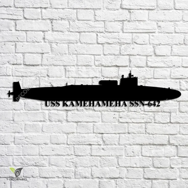 Uss Kamehameha Ssn-642 Navy Ship Metal Art, Navy Ships Silhouette Metal Gift For Navy Veteran, Custom Us Navy Ship Metal Sign