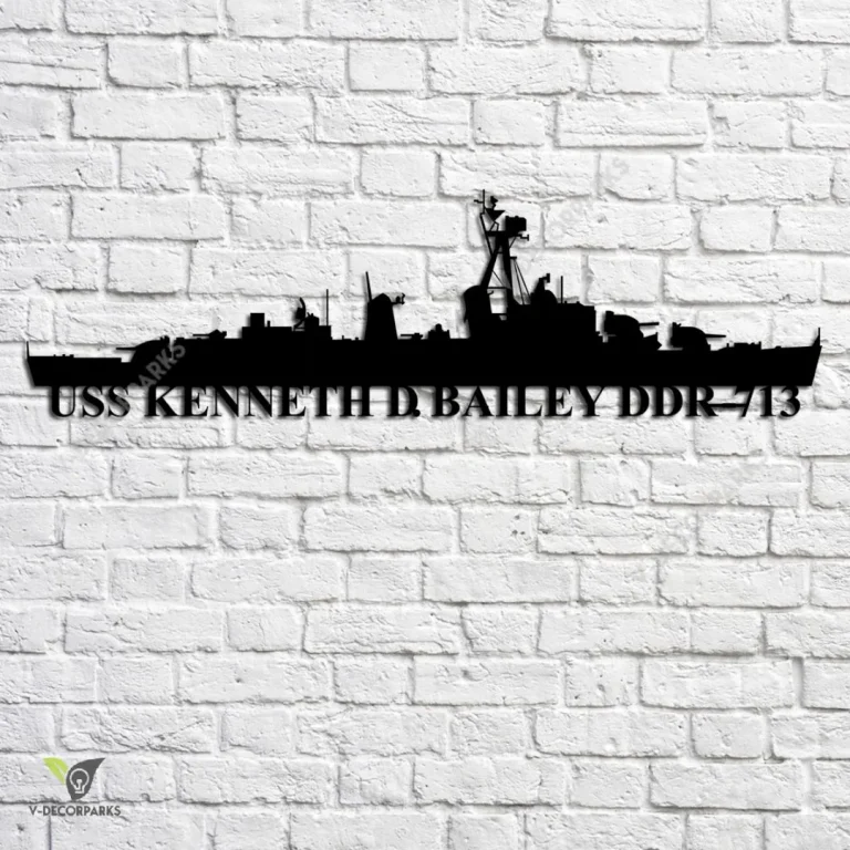 Uss Kenneth D. Bailey Ddr-713 Navy Ship Metal Art, Navy Ships Silhouette Metal Gift For Navy Veteran, Custom Us Navy Ship Metal Sign