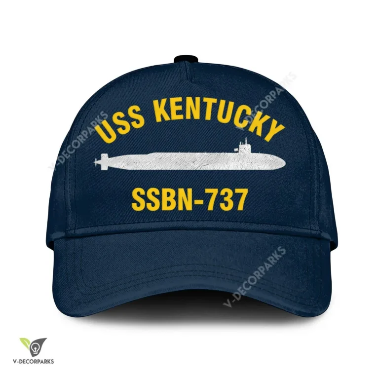 Uss Kentucky Ssbn-737 V2 Classic Baseball Cap Gift For Navy Veteran, Custom Print/embroidered Us Navy Ships Classic Cap