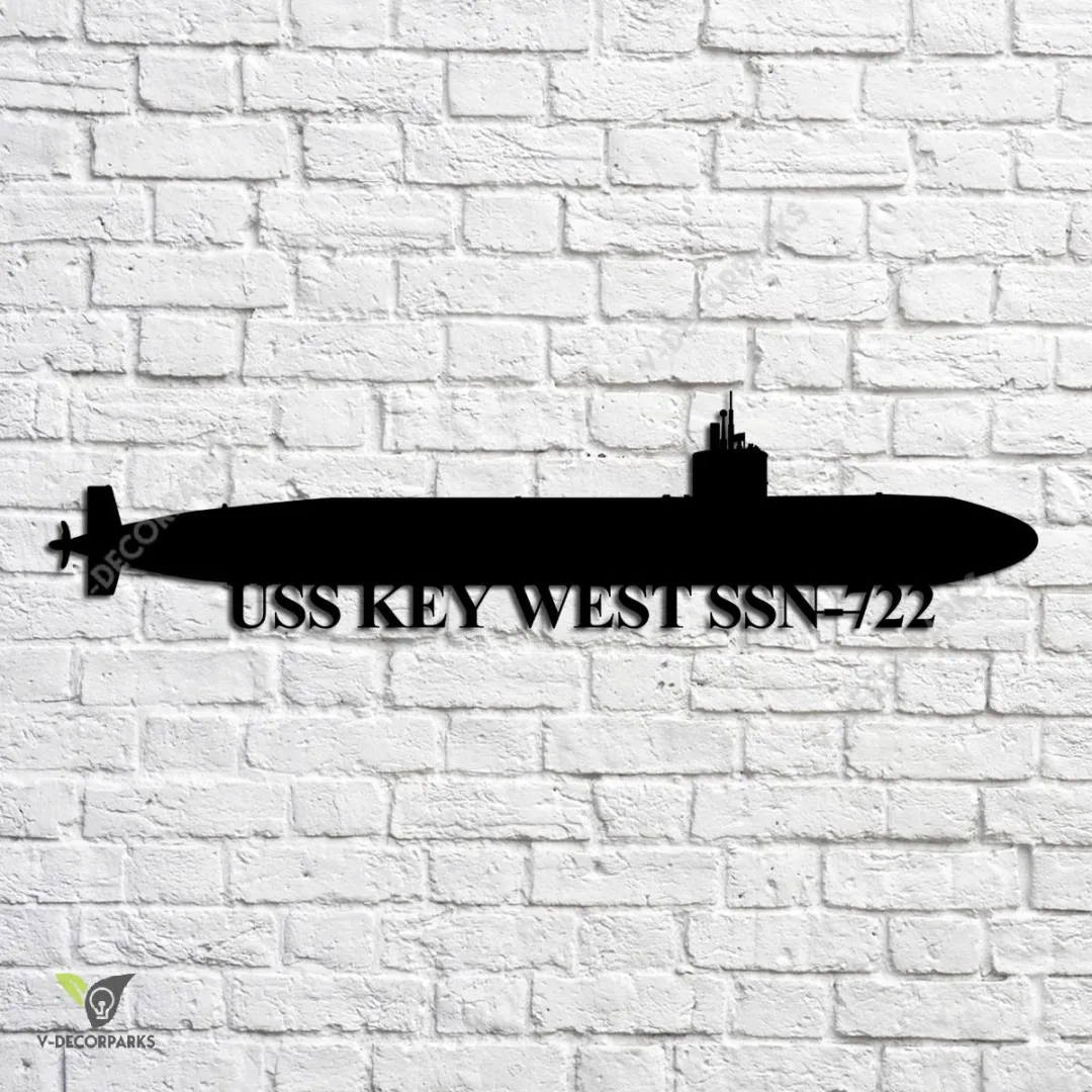 USS-Key-West-SSN-722_metalmu.webp Uss Key West Ssn-722 Navy Ship Metal Art, Navy Ships Silhouette Metal Gift For Navy Veteran, Custom Us Navy Ship Metal Sign