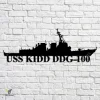 Uss Kidd Ddg-100 Navy Ship Metal Art, Navy Ships Silhouette Metal Gift For Navy Veteran, Custom Us Navy Ship Metal Sign