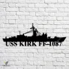 Uss Kirk Ff-1087 Navy Ship Metal Art, Navy Ships Silhouette Metal Gift For Navy Veteran, Custom Us Navy Ship Metal Sign