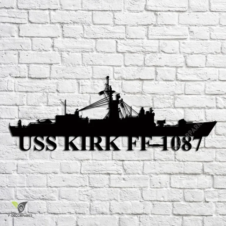 Uss Kirk Ff-1087 Navy Ship Metal Art, Navy Ships Silhouette Metal Gift For Navy Veteran, Custom Us Navy Ship Metal Sign