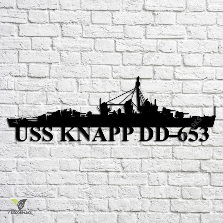 Uss Knapp Dd-653 Navy Ship Metal Art, Navy Ships Silhouette Metal Gift For Navy Veteran, Custom Us Navy Ship Metal Sign